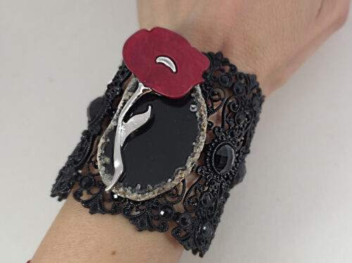 Винтидж гривна с естествен камък от серия “Приказен свят“ и с ръчна декорация ВИЛЕРЖЕ / 3239